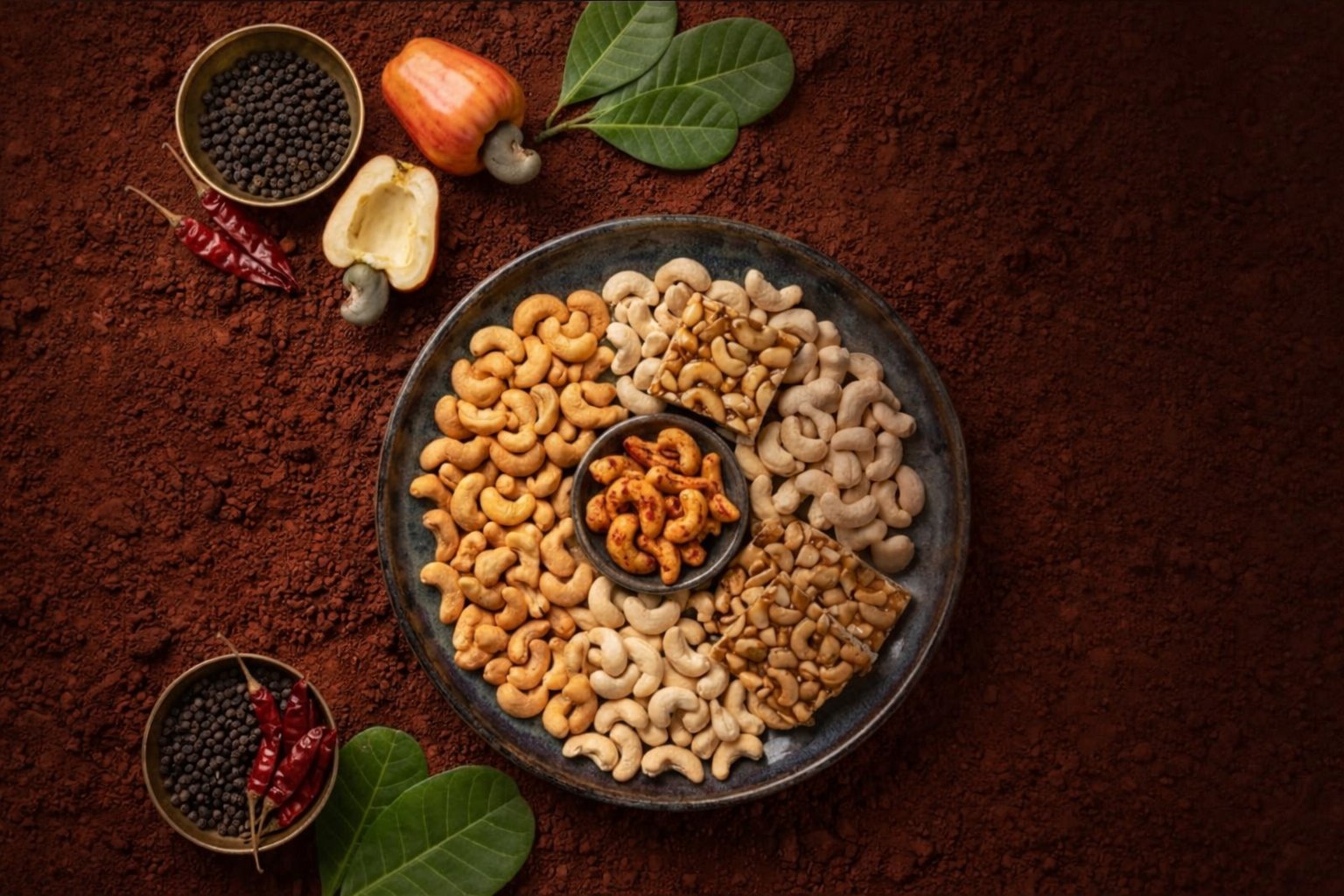 Mana Palasa premium cashews on red soil